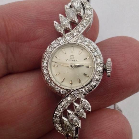 Omega Watch with Natural Diamond 14kt White Gold - Picture 2 of 7